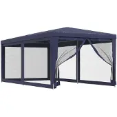 vidaXL Partytent met 6 mesh zijwanden 3x6 m HDPE blauw