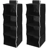 Bathroom Solutions 2x Stuks Hangende kast organizers - opvouwbaar - zwart - 84 cm - Campingkledingkasten