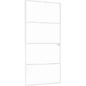 vidaXL Binnendeur 93x201,5 cm gehard glas en aluminium smal wit