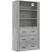 vidaXL Hoge kast bewerkt hout grijs sonoma eikenkleurig