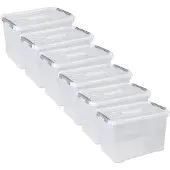 Curver Handy+ Opbergbox - 65L - 6 stuks - Transparant met deksel