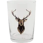 Clayre & Eef Waterglas 400 ml Bruin Glas Rendier Drinkbeker Bruin Drinkbeker