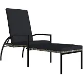 vidaXL Ligbed met voetensteun polyetheen rattan grijs