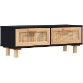 vidaXL Salontafel 80x40x30 cm bewerkt hout en grenenhout zwart