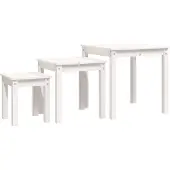 vidaXL Tafeltjesset 3 st massief grenenhout wit