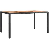 vidaXL Tuintafel met houten blad poly ratten en acaciahout zwart