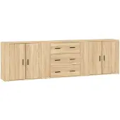 vidaXL Dressoirs 3 st bewerkt hout sonoma eiken