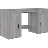vidaXL Bureau met kast bewerkt hout grijs sonoma eikenkleurig