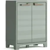 Keter Planet Outdoor Opbergkast laag - 1 plank - 44x80x100cm - Lichtgrijs/Zwart