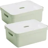 Sunware Sigma Home Opbergbox 24L - set van 2 - lichtgroen/transparant