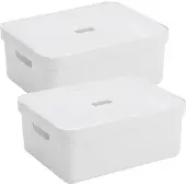 Sunware Sigma Home Opbergbox 24L - set van 2 - wit/transparant
