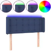 vidaXL Hoofdbord LED 103x16x78/88 cm stof blauw