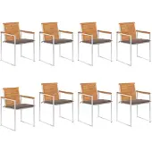 vidaXL Tuinstoelen 8 st met kussens massief acaciahout