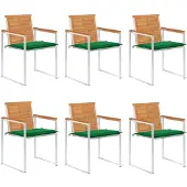 vidaXL Tuinstoelen 6 st met kussens massief acaciahout