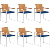 vidaXL Tuinstoelen 6 st met kussens massief acaciahout