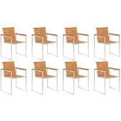 vidaXL Tuinstoelen 8 st massief acaciahout en roestvrij staal