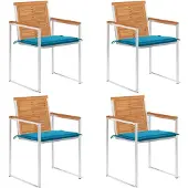 vidaXL Tuinstoelen 4 st met kussens massief acaciahout