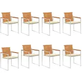 vidaXL Tuinstoelen 8 st met kussens massief acaciahout