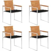 vidaXL Tuinstoelen 4 st met kussens massief acaciahout