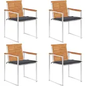 vidaXL Tuinstoelen 4 st met kussens massief acaciahout