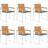 vidaXL Tuinstoelen 6 st met kussens massief acaciahout