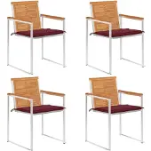 vidaXL Tuinstoelen 4 st met kussens massief acaciahout