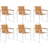 vidaXL Tuinstoelen 6 st massief acaciahout en roestvrij staal