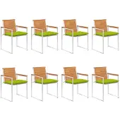vidaXL Tuinstoelen 8 st met kussens massief acaciahout