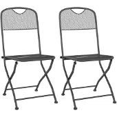 vidaXL Klapstoelen, 2 stuks, met metalen rooster, antracietkleurig