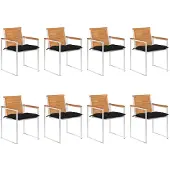 vidaXL Tuinstoelen 8 st met kussens massief acaciahout
