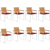 vidaXL Tuinstoelen 8 st met kussens massief acaciahout
