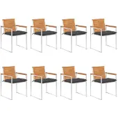 vidaXL Tuinstoelen 8 st met kussens massief acaciahout