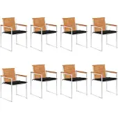 vidaXL Tuinstoelen 8 st met kussens massief acaciahout