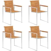 vidaXL Tuinstoelen 4 st massief acaciahout en roestvrij staal
