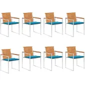 vidaXL Tuinstoelen, 8 stuks met kussens, massief acaciahout