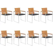 vidaXL Tuinstoelen 8 st met kussens massief acaciahout