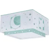 DALBER Vierkante plafondlamp Moonlight turquoise