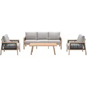 Garden Impressions Decala loungeset - 4-delig - aluminium - light teak look -desert sand