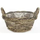 Van der leeden Plantenmand Rotan Grijs D 26 H 12 Cm
