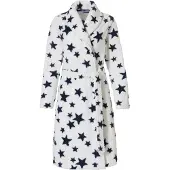Rebelle fleece badjas met sterren wit Dames