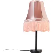 QAZQA Klassieke tafellamp zwart met granny kap roze 30 cm - Simplo