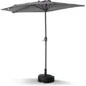 Sweeek Balkonparasol Ø250cm, halve stokparasol, aluminium stok met openingshendel, Grijs