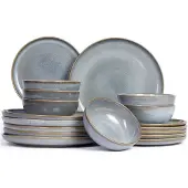 Asa selection Serviesset Saisons - Denim 18 delig / 6 personen - 6 dinerborden, 6 ontbijtborden en 6 kommen