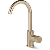 BLUE LABEL Brondby Facet Wastafelkraan Hoog C-uitloop - Geborsteld Goud PVD - Zonder Waste - Messing - Kranen, Wastafelkranen, Opbouw Wastafelkranen