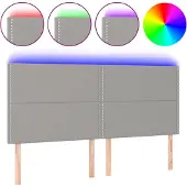 vidaXL Hoofdbord LED 180x5x118/128 cm stof lichtgrijs