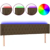 vidaXL Hoofdbord LED 203x16x78/88 cm stof donkerbruin