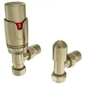 Eastbrook Valve radiator aansluitset haaks met thermostaat messing geborsteld