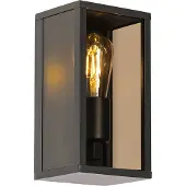 QAZQA Buiten wandlamp zwart met smoke glas 26 cm IP44 - Charlois