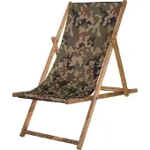 Springos Houten Ligstoel | Strandstoel | Ligstoel | Verstelbaar | Beukenhout | Handgemaakt | Leger Groen