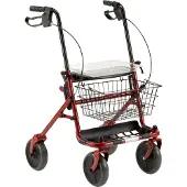 Multimotion Inklapbare / opvouwbare rollator Rood - Inclusief dienblad, stokhouder en mandje